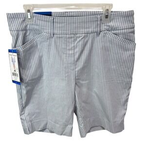 Hilary Radley Golf Shorts Pull-On Stretch‎ Pockets Striped Light Blue L